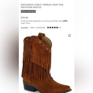 Shyanne Kids Brown Fringe Boots sz 3 VGUC
